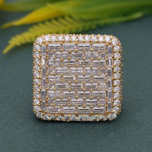 18K Yellow Gold Moissanite <b>Rings</b> 925 Sterling <b>Silver</b> Customized Hiphop VVS Moissanite Baguette Cut Diamond <b>Ring</b> for <b>Men</b> Women - Product Image 1