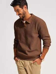 Pull Homme Col V Pull Pull Manches Longues Torsadé Pull Texturé - Product Image 4