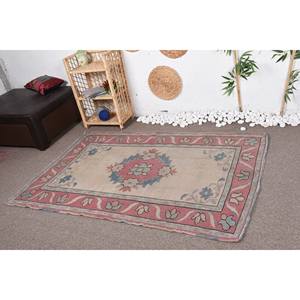 Alfombra de lana Vintage, diseño de retazos beige y rojo, área grande, rectángulo de 9X12, estilo clásico para entrada, pasillo, felpa, altura de pila de látex - Product Image 3