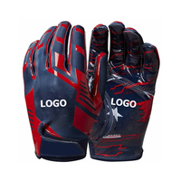 Azul Rojo Color Impreso Venta al por mayor Guantes de fútbol americano Tendencia Antideslizante Cómodo Deportes Palm Player Guantes