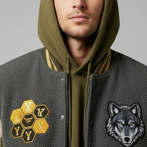 Chaqueta Universitaria de Felpa Gruesa para Hombre, Diseño Urbano, Bordado Vintage de Chenilla, Chaqueta Universitaria con Capucha para Hombre, Chaqueta de Invierno - Product Image 6