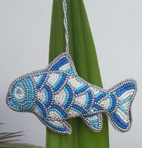 Décorations de Noël en zari bleu clair de style moderne de haute qualité, 4 pouces, vente en gros à prix réduit, fournitures de vacances de Noël - Product Image 2