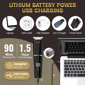 Kit de Afeitado Eléctrico Profesional Recargable, Recortadora de Barba Impermeable IPX7 con Alimentación USB, Ajustable para RV - Product Image 2