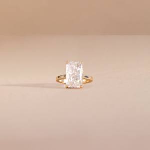 แหวนเพชรทรงรัศมีคุณภาพสูงสั่งทำพิเศษหรูหราสไตล์วินเทจ 1CT-3CT เพชรเลี้ยงในห้องปฏิบัติการ รับรองโดย IGI ชุบทอง 14K ความใส VS1 - Product Image 2