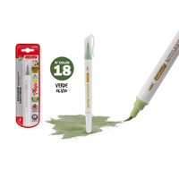 Set de 18 stylos marqueurs à pointe flexible en feutre aquarelle en matière plastique vert olive