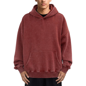 เสื้อฮู้ดดี้สีแดงอมน้ำตาลฟอกสีสไตล์วินเทจ ทรงโอเวอร์ไซส์ ผ้าฟลีซนุ่ม สตรีทแวร์ เสื้อกันหนาวแฟชั่นฤดูหนาว สำหรับผู้ชายและผู้หญิง - Product Image 1