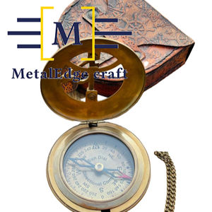 Brújula Náutica de latón con esfera solar, brújula de latón hecha a mano con caja de cuero, regalo de promoción, dirección solar corporativa, nueva - Product Image 1