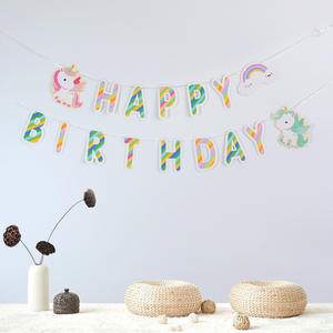 <span class=keywords><strong>2022</strong></span> conception personnalisée joyeux anniversaire décorations bannière dessin animé papier guirlande pour fournitures de fête - Product Image 2