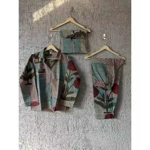 Ropa de dormir con estampado bonito para mujer, conjunto de pijama de algodón ligero, ropa de dormir transpirable con patrones divertidos - Product Image 1