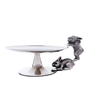 Elegant Look New Style <b>Cupcake</b> <b>Stand</b> Wedding Decorative 100% Pure Metal Rabbits Designed Round Shape Cake <b>Stand</b> Silver Color - Product Image 1