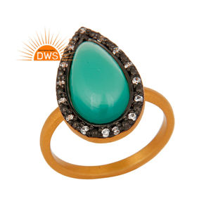 Latest Design Sterling Silver Natural Cz And <b>Green</b> Onyx Gemstone Stackable Ring Custom <b>Jewelry</b> Manufacturer - Product Image 1