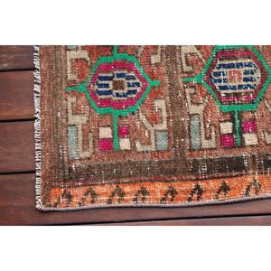 Tapis vintage 1,3 x 2,5 pieds, petit tapis turc, tapis persan en laine orange - Product Image 4