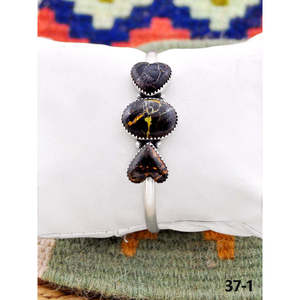 กำไลข้อมือทำมือสไตล์เซาท์เวสต์ แบล็คแจ็คและเงินสเตอร์ลิง เครื่องประดับแฟชั่น - Product Image 1