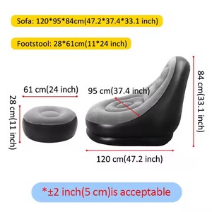 Canapé-Fauteuil Gonflable d'Extérieur Moderne en <span class=keywords><strong>PVC</strong></span> avec Repose-Pieds Pliable pour Salon et Transat d'Extérieur Gonflable à Pompe - Product Image 5