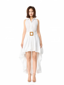 Robe trapèze mi-longue LUXE BUBBLE - Collection SUMMER DAWN - Tissu naturel tissé uni - Marque locale vietnamienne - Product Image 5