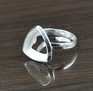 Triángulo 7-30MM Collet Cup Bisel Componente en blanco Plata de Ley 925 Bisel liso Chapado en oro Trillion Shape Finding Jewelry Ring - Product Image 4