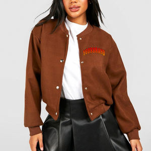 Veste universitaire extérieure pour femmes avec logo brodé personnalisé de haute qualité, veste d'hiver universitaire avec logo de broderie personnalisé de couleur unie pour homme - Product Image 1