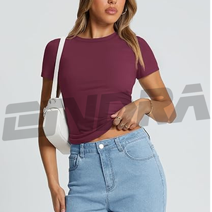 T-shirt en coton marron pour femmes doux respirant demi-manche décontracté coupe ajustée haut confortable à porter au quotidien basique col rond t-shirt parfait - Product Image 1