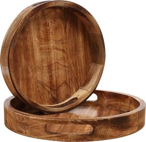 Plateau de service et plateau de présentation de qualité durable, en bois naturel, élégant, moderne, luxueux, à double poignée, écologique, de qualité commerciale - Product Image 2