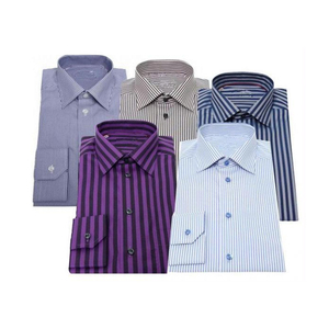 Custom Striped Cotton Oxford Casual Shirt Custom Embroidery Long Sleeve Turn Down Collar Formal Dress Shirt Men's - Product Image 1