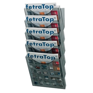 Wall-Mounted Brochure Holder 5 Compartments DIN A4 Plastic Grey-Transparent HELIT - Product Image 1