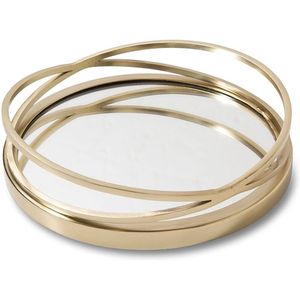 Unique Antique Metal and Glass <b>Mirror</b> <b>Tray</b> for Serving and Home Display Golden Polished Finished - Product Image 2