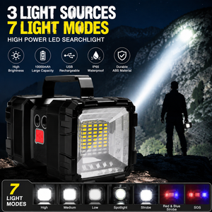 Linterna de Búsqueda Recargable de Alta Potencia, IP65, Doble Cabezal, P70, Súper Brillante, LED, <span class=keywords><strong>1000</strong></span>+ Lúmenes, para Camping al Aire Libre, Venta al Por Mayor - Product Image 1