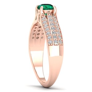 Bague REYES Solitaire en or massif 14 carats plaqué rhodium avec pierre précieuse émeraude ronde de 0,5 carat, certifiée GRA, bijoux en moissanite - Product Image 3
