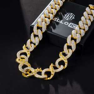 สร้อยคอโซ่เชื่อมโยงสไตล์คิวบาสำหรับผู้ชายสไตล์ฮิปฮอปเพชรโมอิสซาไนท์แบบกลมสำหรับผู้ชายราคาถูก925เงินสเตอร์ลิง - Product Image 3