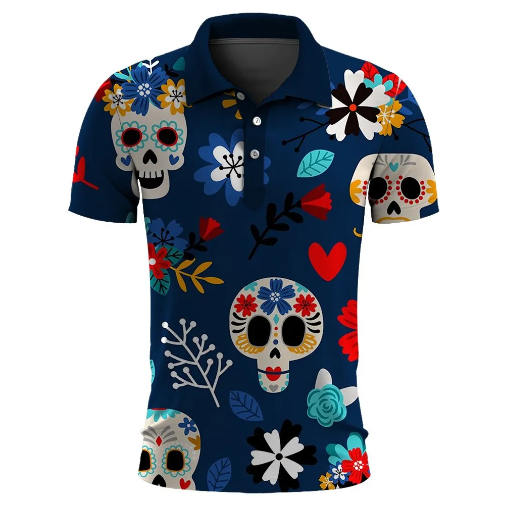 Man Polo T-Shirt Pattern 3D Digital Print Men Short Sleeve Polo Shirt , Men Cool Lapel Polo Shirt , Men Business Polo Shirt