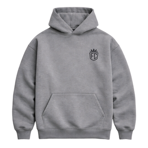 Mens Light Grey Oversized Hoodie Pullover 50% Cotton 50% Polyester Drop Shoulder Streetwear Relaxed Fit Winter <b>Sweatshirt</b> - Product Image 3