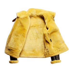 Vestes en cuir Shearling pour hommes, classiques, chaudes, écologiques, respirantes, mode hiver, usage quotidien, logo sur le devant - Product Image 4