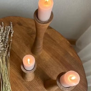 Vente chaude Logo Personnalisé À La Main En Bois Naturel Bougeoir En Bois pour Noël Pâques Saint Valentin Mariage Ramadan Décor - Product Image 4