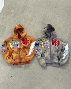 Logotipo personalizado fabricantes bordado francés Terry bordado 500gsm Zip up hombres ropa Sudadera con capucha para hombres sudaderas con capucha y sudaderas - Product Image 3