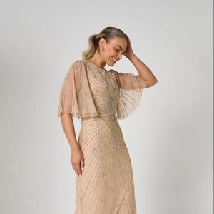 Vestido antiestático con forma de cuerpo largo y patrón de manga larga para fiesta nocturna de alta calidad para eventos de cuerpo entero - Product Image 1