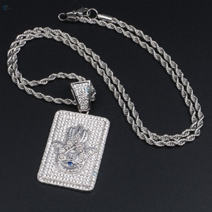 Pendentif main de Hamsa en diamant de laboratoire glacé, argent sterling 925, style célébrité, pendentif hip hop - Product Image 3
