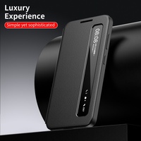 Étui en cuir PU intelligent de luxe avec fonction veille/réveil et vue claire pour Samsung Galaxy Z Fold7/S25 FE/A56/A55/Fold6