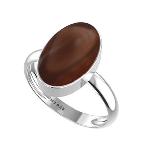 Anillo de Compromiso Unisex de Plata de Ley 925 con Acabado de Alta Calidad, Engaste de Bisel, Jaspe Imperial Natural, Formas Ovaladas y de Pera, Estilo Clásico - Product Image 3