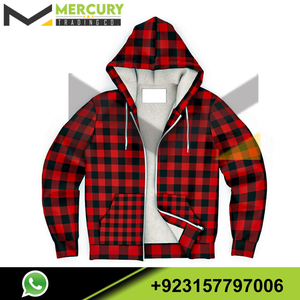 Sudadera con capucha de lana con cremallera para perro, sudaderas con capucha para cachorros de Bulldog a cuadros rojos, trajes para perros a juego, Disfraces para mascotas y propietarios, ropa para perros - Product Image 3