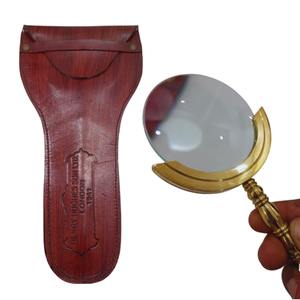 Loupe en laiton de 10 pouces en gros avec étui en cuir Loupe de poche vintage pour la lecture, les objets de collection et les cadeaux - Product Image 1