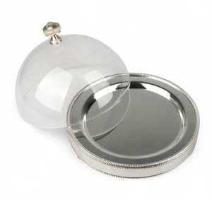 Deluxe Quality Serving <b>Bowl</b> <b>With</b> Stand <b>With</b> Dome <b>Lid</b> Perfect Date <b>Bowl</b> for Pastries & Fruit Home and Weddings Parties Decorative - Product Image 6