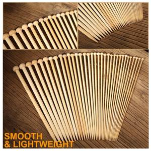 Ensemble d'aiguilles à tricoter naturelles à finition lisse |   18 tailles d'outils de tricot manuel pour la confection de pulls et d'écharpes | Tricotage en bois durable - Product Image 2