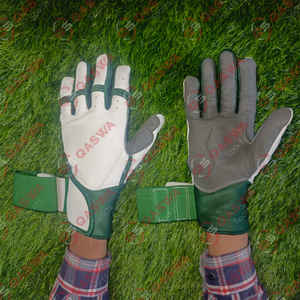 Gants en cuir à manchette longue de conception unique Gants de frappe de baseball de couleur blanche et verte Gants de frappeur de softball en cuir de vente chaude - Product Image 1