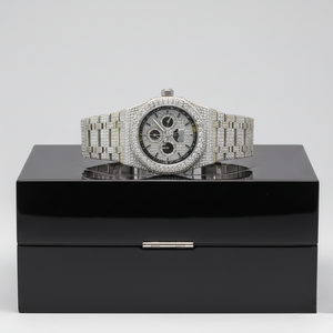 Reloj de Pulsera de Cuarzo Analógico de Lujo para Hombre, de Acero Inoxidable, con Esfera de Escala Romana, Dije de Moissanita, Resistencia al Agua de 3 Bares - Product Image 4