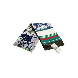 Écharpe double face à coupe spéciale à imprimé floral bleu vert - Product Image 1