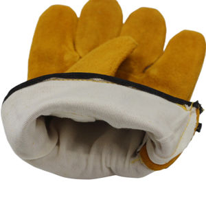 ถุงมือทำงานหนังวัวแท้ราคาถูกสำหรับผู้ชาย สีเหลือง ถุงมือทำงานแข็งแรง ขายส่ง - Product Image 4