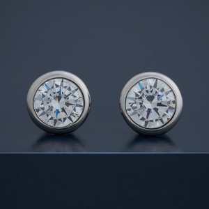 92.5 <b>Silver</b> <b>Stud</b> <b>Earrings</b> 183251 with Gold Plating Trendy Ball Arrow Heart Geometric Diamond & Pearl Bezel Set for Engagement - Product Image 1