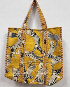 Floral Block Print Tote Bag Indian Handmade Cotton Shopping Tote Bag Unisex Tote Bag Handmade Block Printed <b>Quilted</b> - Product Image 3