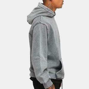 Ropa de calle personalizada Faded Hoodie French Terry Heavy Weight Drop Shoulder Cropped Sun Faded Acid Wash Hoodie Hombres algodón mezclado - Product Image 3