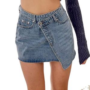 Washed Summer Bodycon Streetwear Quick Dry Denim <b>Split</b> Hip Short <b>Skirt</b> for Women with customization - Product Image 1